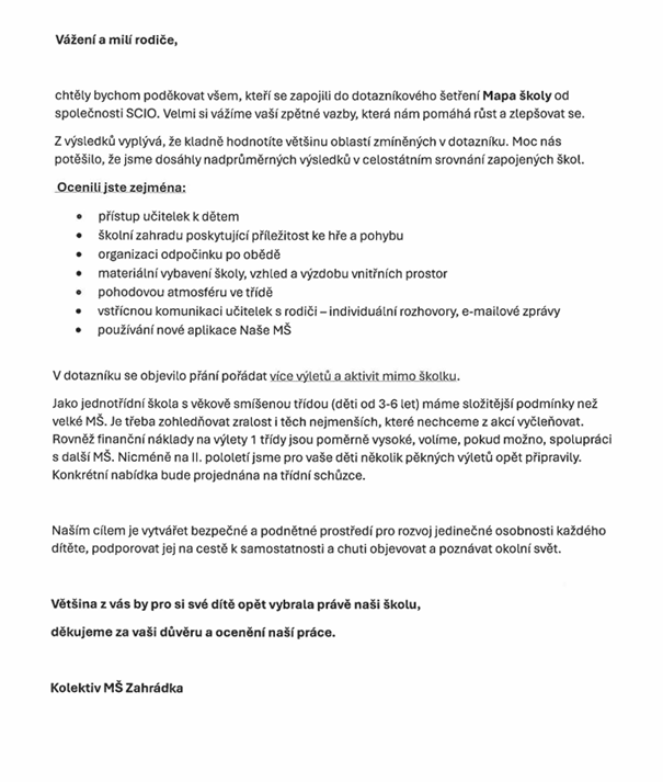 Výsledky dotazníkového šetření